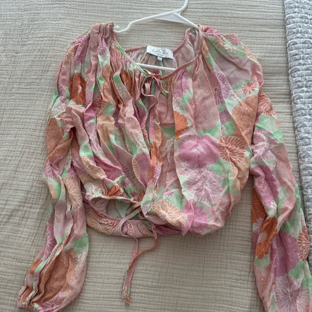 L’academie floral tie top
